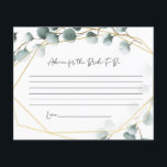 Flyer Consejos de Eucalipto para las tarjetas de novias<br><div class="desc">Consejo Temático Eucalyptus para las Tarjetas de Respuesta para Novias Hermosas y perfectas para usar en tu ducha nupcial para recoger consejos y buenos deseos de tus invitados Si prefieres imprimir en casa,  visita nuestra tienda Etsy en https://www.etsy.com/shop/IRISANDIVYPRINTABLES</div>