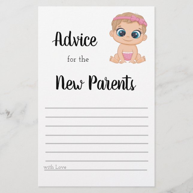 Flyer Consejos para los nuevos padres de una bebé (Frente)