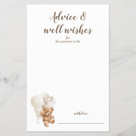 Flyer Consejos y buenos deseos Teddy Bear Baby Shower