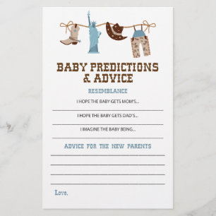 Flyer Consejos y predicciones de Baby Shower para Cowboy