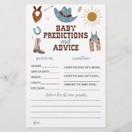 Flyer Consejos y predicciones de Baby Shower para Cowboy