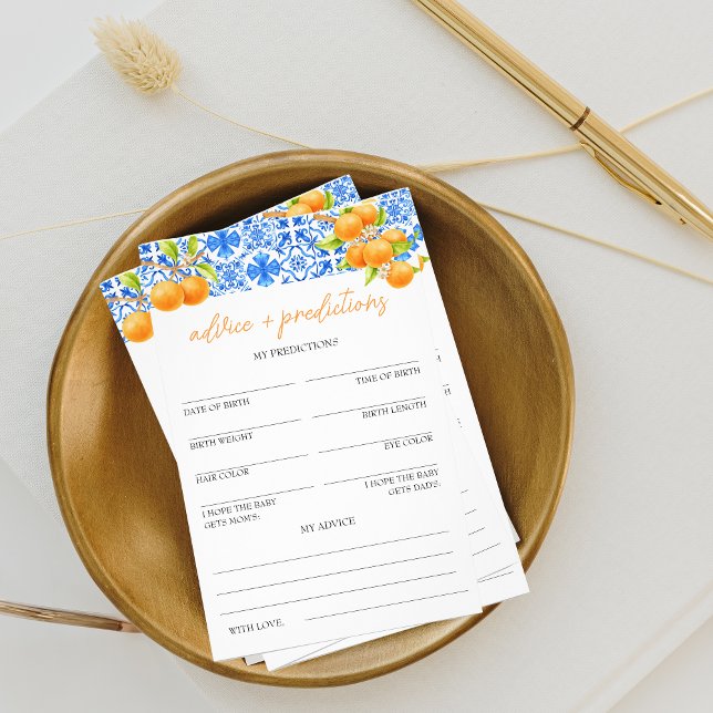 Flyer Consejos y predicciones | Little Cutie Baby Shower (advice and predictions "little cutie" baby shower game)