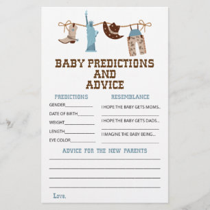 Flyer Consejos y predicciones para baby shower de vaquer