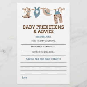 Flyer Consejos y predicciones para baby shower de vaquer