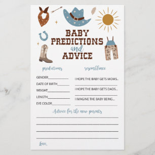 Flyer Consejos y predicciones para baby shower de vaquer