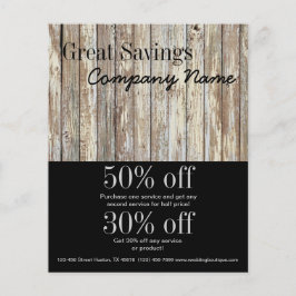 Flyer construcción artesanal de grano de madera vintage