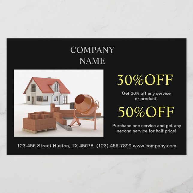 Flyer Construcción de un contratista de remodelación del (Frente)