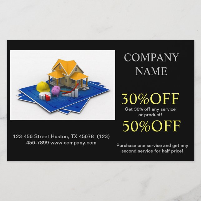 Flyer Construcción de un contratista de remodelación del (Frente)