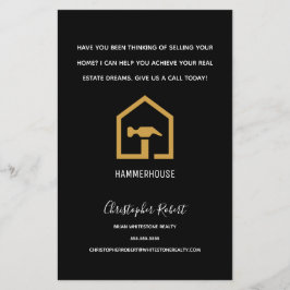 Flyer Construcción moderna en negro y dorado