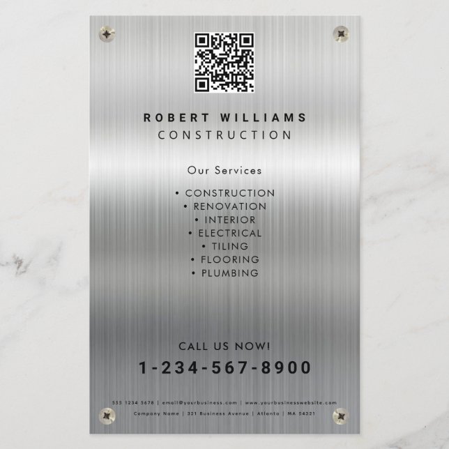 Flyer Constructor Constructor Metalizado QR Code Busines (Frente)