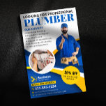Flyer Contractor de fontanería profesional azul<br><div class="desc">Este diseño de volante profesional y atractivo es perfecto para plomeros que quieren atraer nuevos clientes y mostrar sus servicios. Con una imagen amigable, información clara y concisa y una atractiva oferta de 30% de descuento, este folleto destaca de manera efectiva el valor que usted proporciona. Los colores llamativos y...</div>