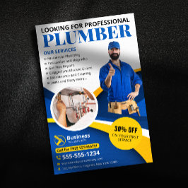 Flyer Contractor de fontanería profesional azul
