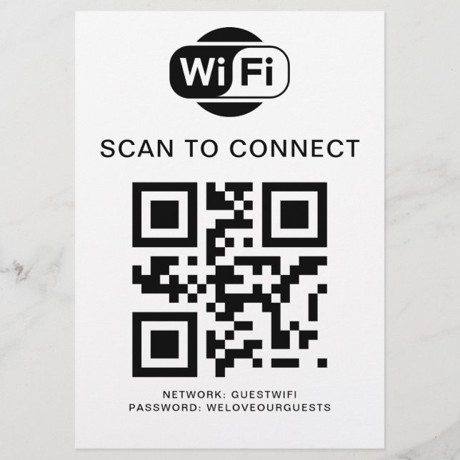 Flyer Contraseña de Wifi | Análisis de código QR para co (Frente)