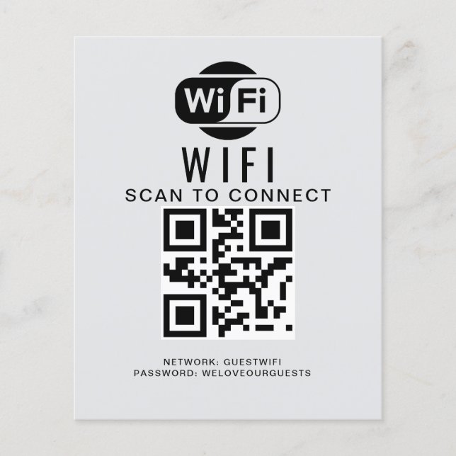 Flyer Contraseña de Wifi | Análisis de código QR para co (Frente)