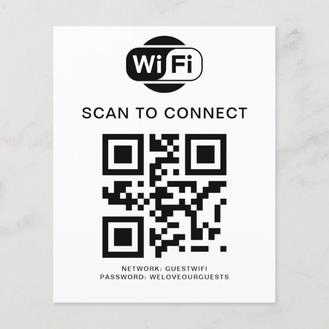 Flyer Contraseña de Wifi | Análisis de código QR para co (Frente)