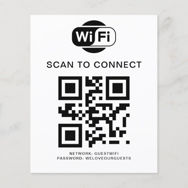 Flyer Contraseña de Wifi | Análisis de código QR para co (Frente)