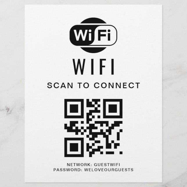 Flyer Contraseña de Wifi | Análisis de código QR para co (Frente)