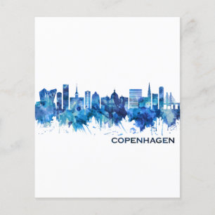 Flyer Copenhague Dinamarca Silueta Azul