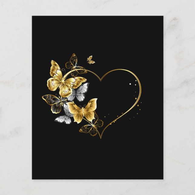 Flyer Corazón con mariposas doradas (Frente)