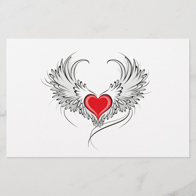 Flyer Corazón de Ángel Rojo con alas (Frente)