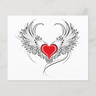 Flyer Corazón de Ángel Rojo con alas