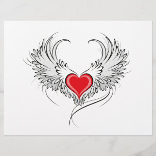 Flyer Corazón de Ángel Rojo con alas