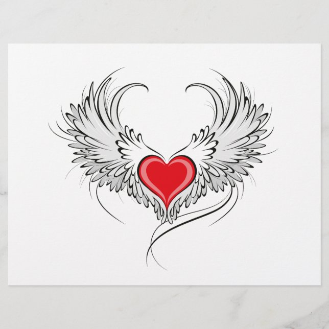 Flyer Corazón de Ángel Rojo con alas (Frente)