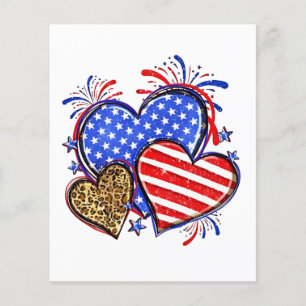 Flyer Corazón de bandera estadounidense leopardo 4 de ju