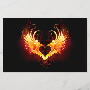 Flyer Corazón de Fuego Ángel con Alas