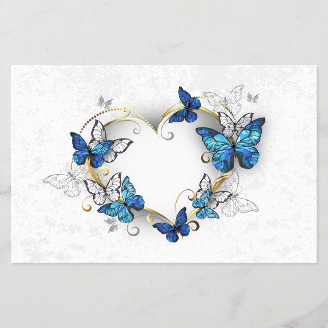 Flyer Corazón de joyas con mariposas Morfo (Frente)