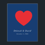 Flyer Corazón Rojo Azul Moderno Minimalista Boda<br><div class="desc">Puedes cambiar fácilmente las fuentes y los colores. También puedes agregar tu logotipo y la imagen de fondo como desees.</div>