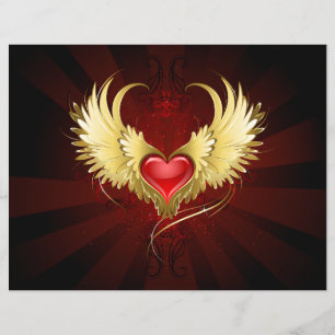 Flyer Corazón Rojo con Alas Doradas