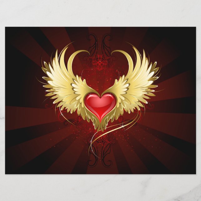 Flyer Corazón Rojo con Alas Doradas (Frente)