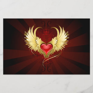 Flyer Corazón Rojo con Alas Doradas