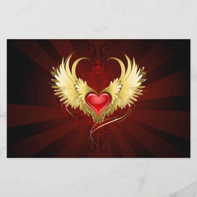 Flyer Corazón Rojo con Alas Doradas (Frente)