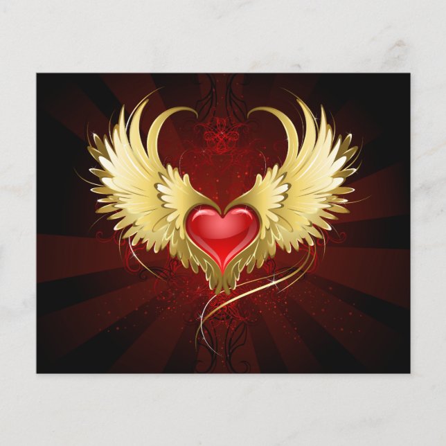 Flyer Corazón Rojo con Alas Doradas (Frente)