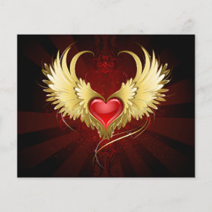 Flyer Corazón Rojo con Alas Doradas