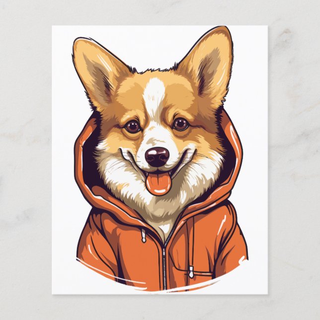 Flyer Corgi Divertido con Sudadera (Frente)