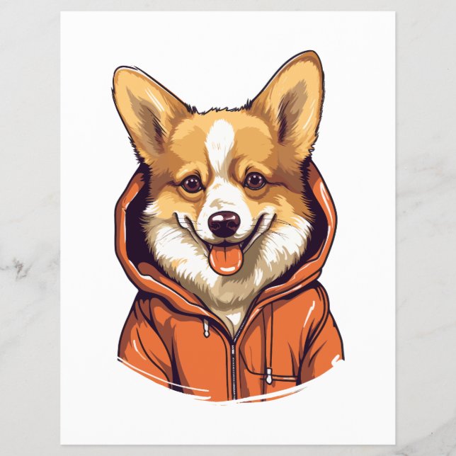 Flyer Corgi Divertido con Sudadera (Frente)