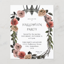 Flyer Corona de Halloween de Presupuesto Rosa Floral Neg