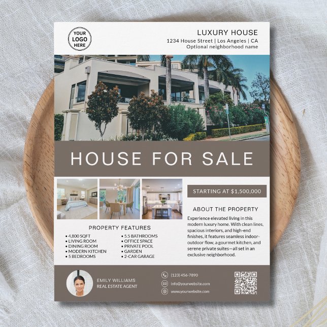 Flyer Corredor de bienes raíces personalizado Marketing  (Custom Real Estate Broker Realtor Marketing Flyer)