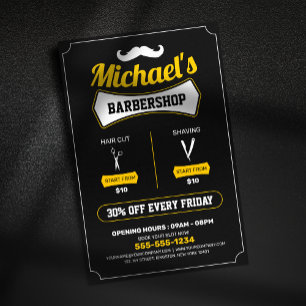 Flyer Corte de pelo clásico en barbería Afaitado Tienda