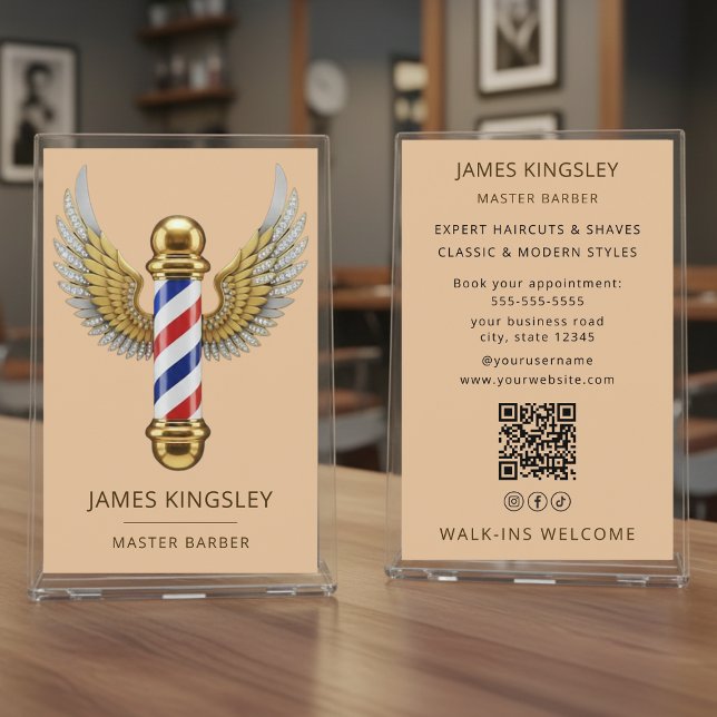 Flyer Corte de pelo con poste de barbería de lujo Barber (Subido por el creador)