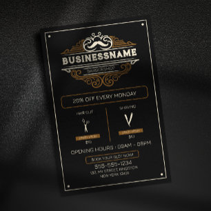 Flyer Corte de pelo en barbería vintage Estilista de pel