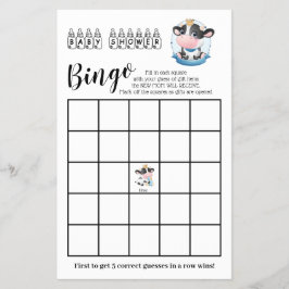 Flyer Cow Baby Shower Beautiful Dream Bingo Game Card