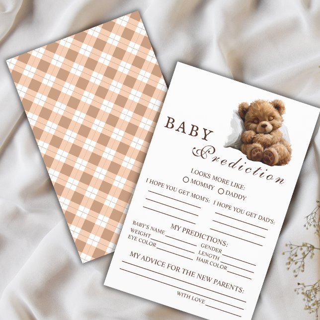 Flyer Cozy Teddy Bear Baby Shower Prediction Game Card (Subido por el creador)