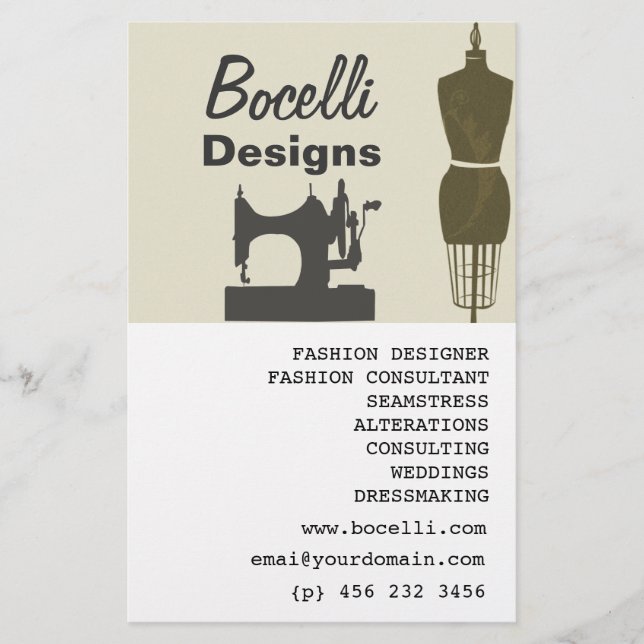 Flyer Crafty Ladies Seamstress Fashion Stylist Modern (Frente)