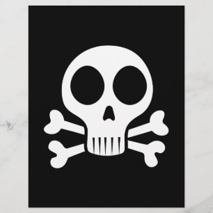 Flyer cráneo espeluznante sobre un fondo negro