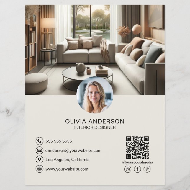 Flyer Crea tu propio código QR para empresas de medios s (Frente)