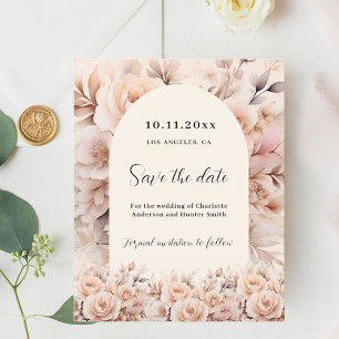 Flyer Cream peach rosa arca boda presupuesto Guardar fec